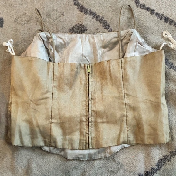 vintage y2k corset bustier glitter green khaki sparkle + accepting offers - Picture 3 of 5